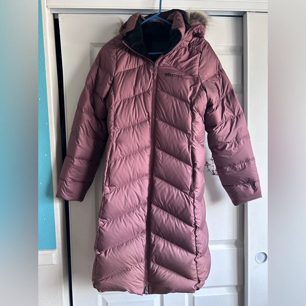 Marmot Quilted Puffer Coat in Dusty Rose